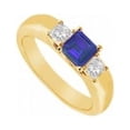 thumbnail image 1 of Three Stone Sapphire & Diamond Ring 14K Yellow Gold, 0.25 CT - Size 8, 1 of 1