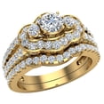 thumbnail image 1 of Three Stone Split Shank Wide look Anniversary Engagement Ring Set 14K Gold (G,SI), 1 of 5