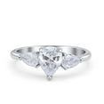 thumbnail image 1 of Three Stone Teardrop Pear Art Deco Cubic Zirconia Ring Band 925 Sterling Silver Size 6, 1 of 5