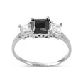thumbnail image 1 of Three Stones Square Black Cubic Zirconia Ring Sterling Silver 925 Size 9, 1 of 2