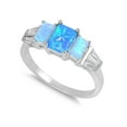 thumbnail image 1 of Three Stones Square Simulated Opal Cubic Zirconia Ring Sterling Silver, 1 of 2