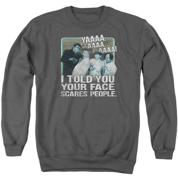 Three StoogeS/Scares People Adult Crewneck Sweatshirt Charcoal