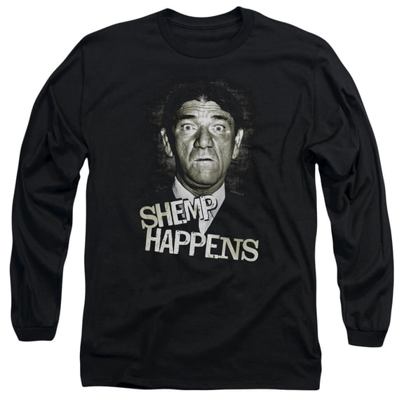 Three StoogeS/Shemp Happens Long Sleeve Adult 18/1 T-Shirt Black