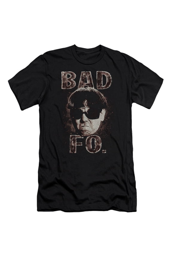 Three Stooges Bad Moe Fo Premium Canvas Adult Slim Fit 30/1 T-Shirt Black