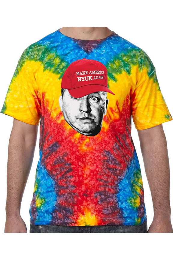 Three Stooges Curly America NYUK Tie Dye Tee Shirt - Woodstock, Medium Kids (10-12)