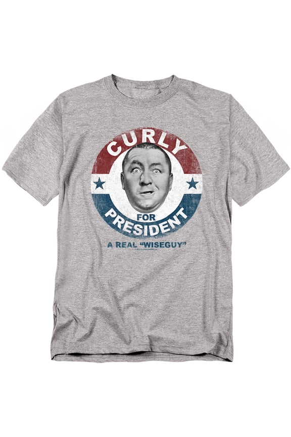 Three Stooges T-Shirt Curly For President Unisex Graphic Tee For Men & Women Athletic Heather 