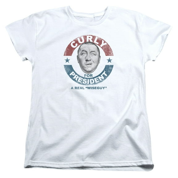 Three Stooges Curly For President S/S Women's T-Shirt White
