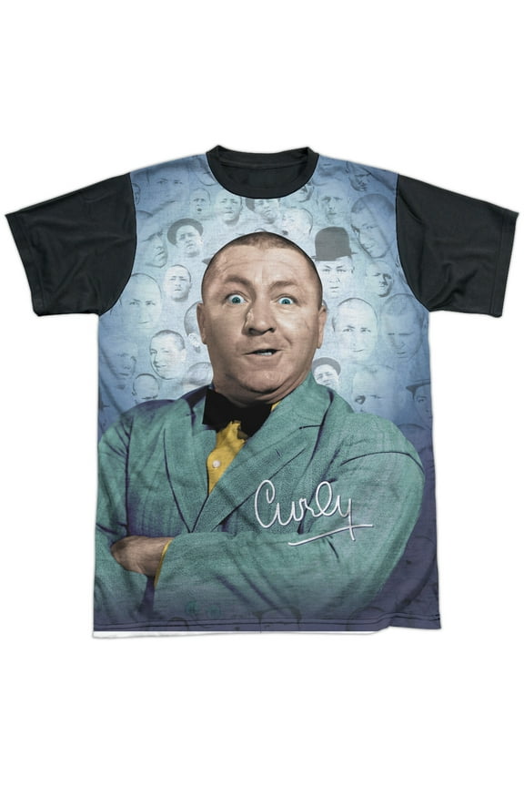 Three Stooges - Curly Heads - Short Sleeve Black Back Shirt - Medium