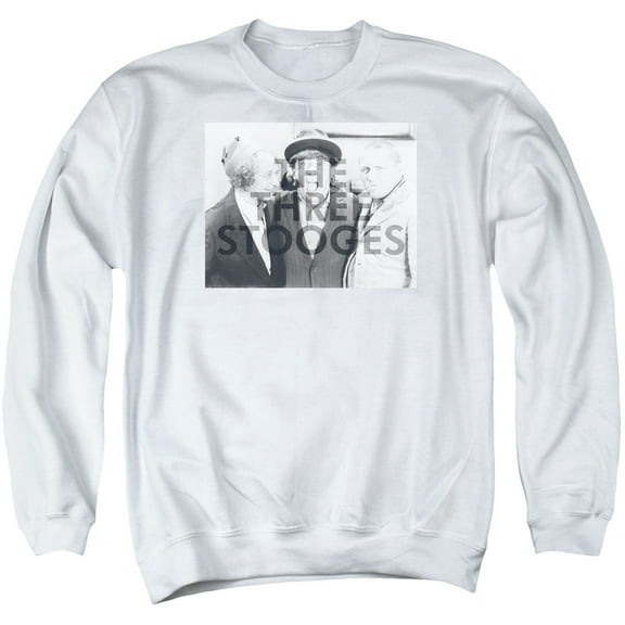 Three Stooges Cutoff Adult Crewneck Sweatshirt White