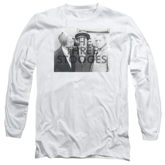 Three Stooges Cutoff Long Sleeve Adult 18/1 T-Shirt White