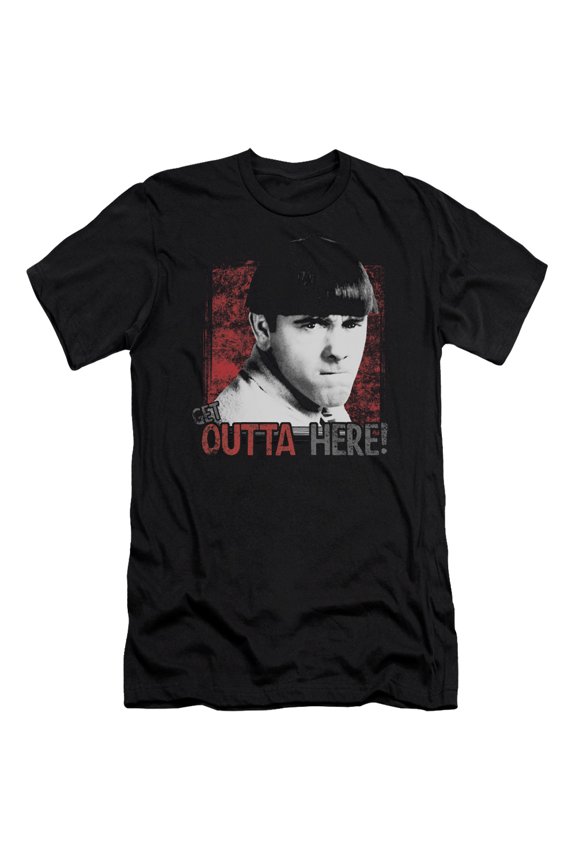 Three Stooges Get Outta Here S/S Adult 30/1 T-Shirt Black
