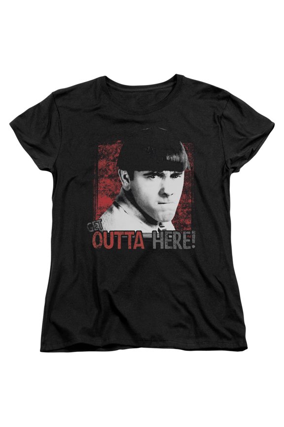 Three Stooges Get Outta Here S/S Women's T-Shirt Black