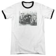 thumbnail image 1 of Three Stooges Hello Adult Ringer T-Shirt White Black, 1 of 1