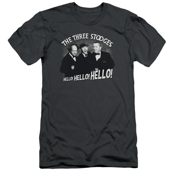 Three Stooges Hello Again S/S Adult 30/1 T-Shirt Charcoal
