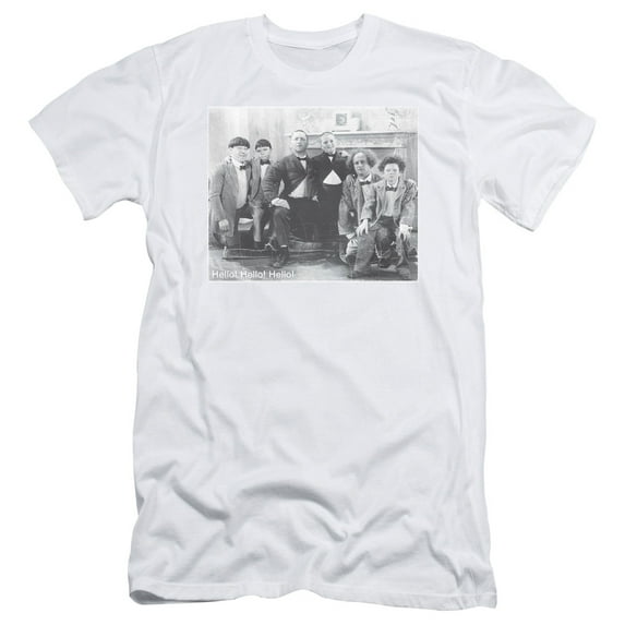 Three Stooges Hello S/S Adult 30/1 T-Shirt White