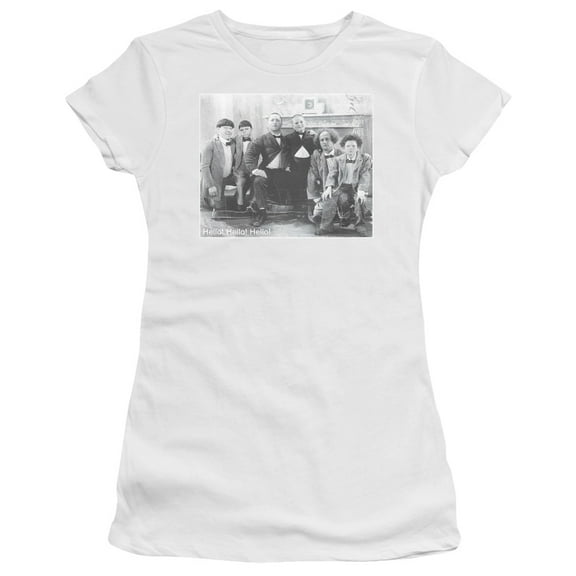 Three Stooges Hello S/S Junior Women's T-Shirt Sheer White