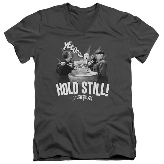 Three Stooges - Hold Still - Slim Fit V Neck Shirt - Large