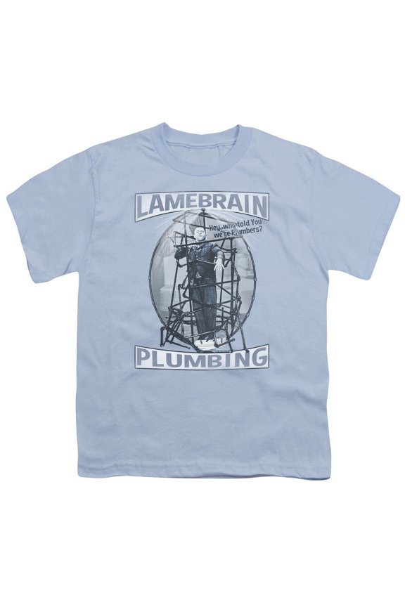 Three Stooges - Lanebrain Plumbing - Youth Short Sleeve Shirt - Large