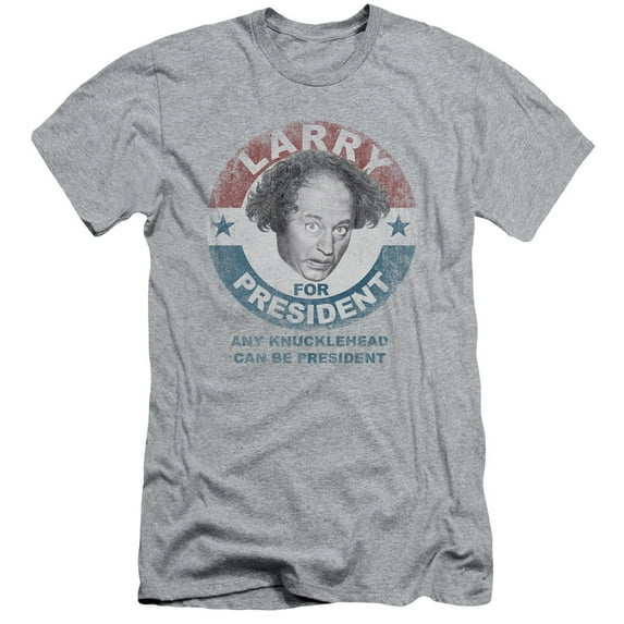 Three Stooges Larry For President S/S Adult 30/1 T-Shirt Athletic Heather