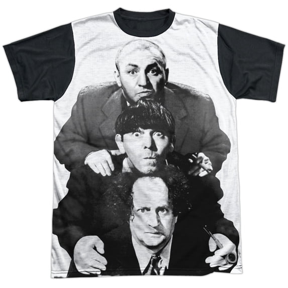 Three Stooges Men's Three Stacked Sublimation T-shirt White