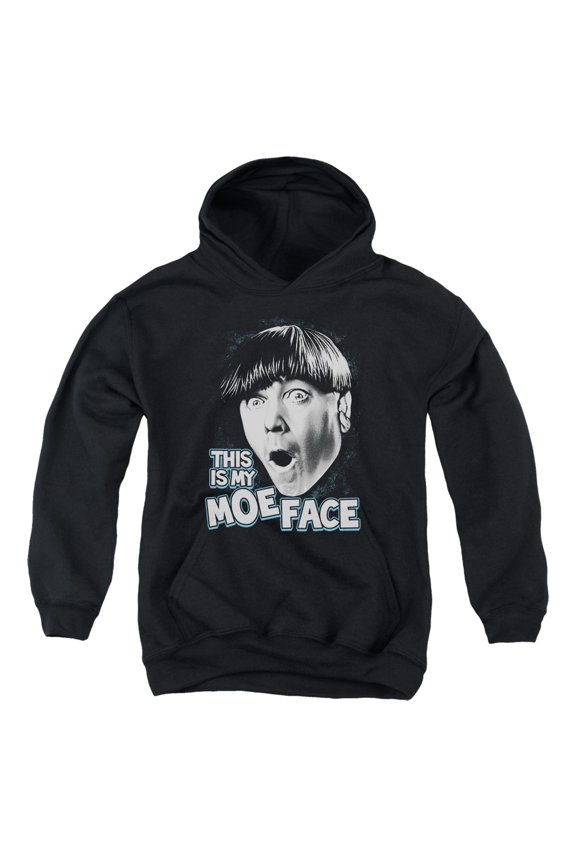 Three Stooges Moe Face Youth Pullover Hoodie Sweatshirt Black