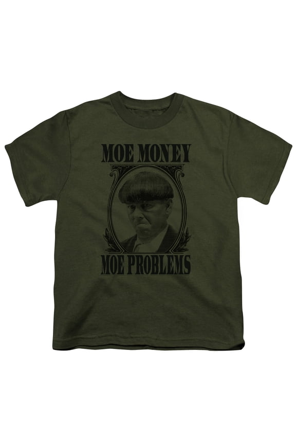 Three Stooges Moe Money S/S Youth 18/1 T-Shirt Military Green