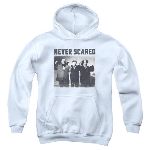 Three Stooges Never Scared Youth Pullover Hoodie Sweatshirt White