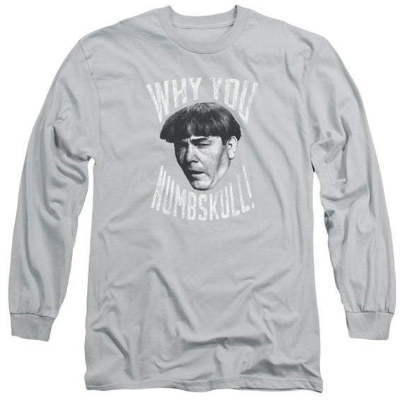 Three Stooges Numbskull Long Sleeve Adult 18/1 T-Shirt Silver