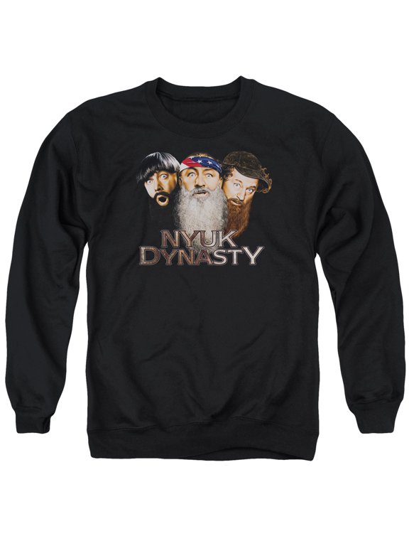 Three Stooges Nyuk Dynasty 2 Adult Crewneck Sweatshirt Black