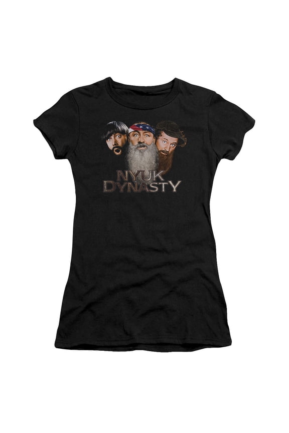 Three Stooges Nyuk Dynasty 2 S/S Junior Women's T-Shirt Sheer Black