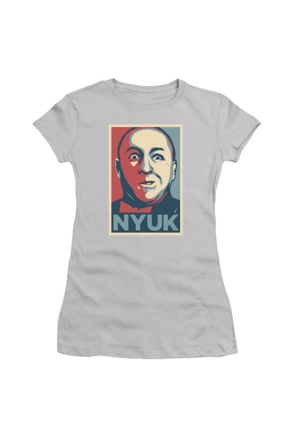 Three Stooges Nyuk S/S Junior Women's T-Shirt Sheer Silver