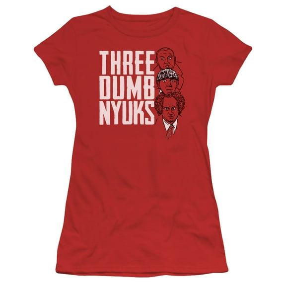Three Stooges Three Dumb Nyuks S/S Junior Women's T-Shirt Sheer Red