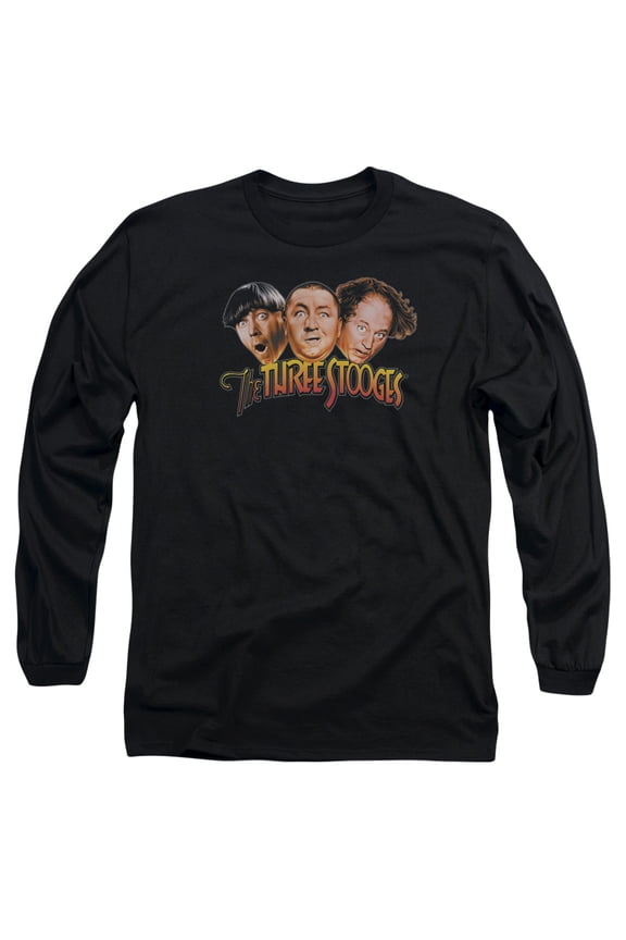 Three Stooges - Three Head Logo - Long Sleeve Shirt - Small