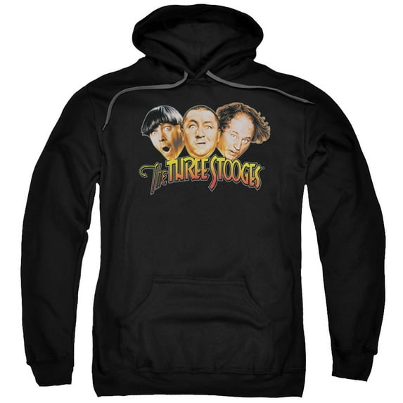 Three Stooges Men's Three Head Logo Hooded Sweatshirt Large Black