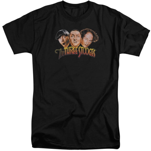 Three Stooges Three Head Logo S/S Adult Tall Black