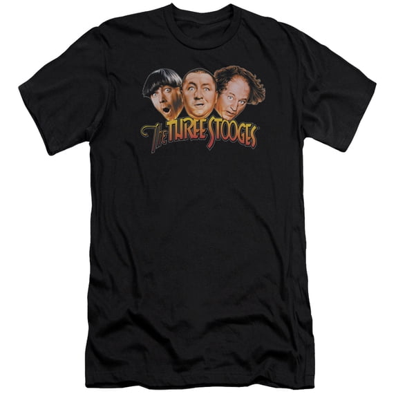 Three Stooges Three Head Logo S/S Adult 30/1 T-Shirt Black