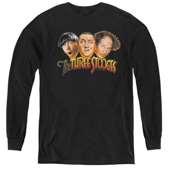 Three Stooges - Three Head Logo - Youth Long Sleeve Shirt - X-Large