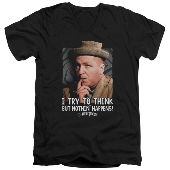 Three Stooges - Try To Think - Slim Fit V Neck Shirt - Large
