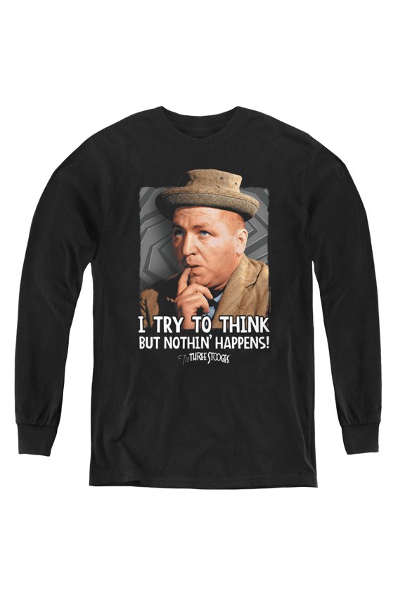 Three Stooges - Try To Think - Youth Long Sleeve Shirt - Medium