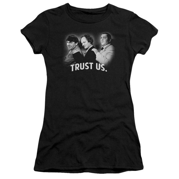 Three Stooges - Turst Us - Juniors Teen Girls Cap Sleeve Shirt - Large