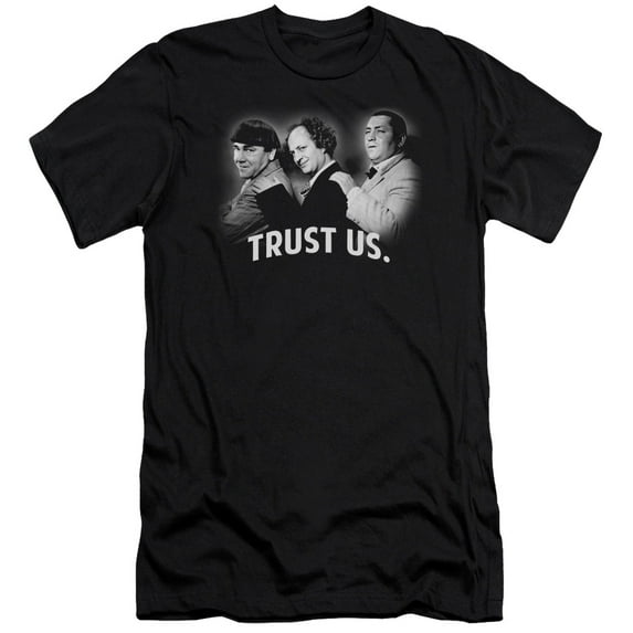 Three Stooges Turst Us Premium Canvas Adult Slim Fit 30/1 T-Shirt Black