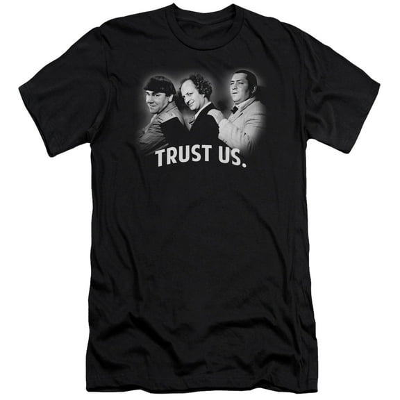 Three Stooges Turst Us S/S Adult 30/1 T-Shirt Black
