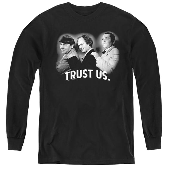 Three Stooges - Turst Us - Youth Long Sleeve Shirt - Large