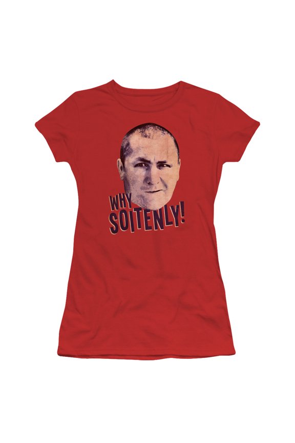 Three Stooges - Why Soitenly - Juniors Teen Girls Cap Sleeve Shirt - Large
