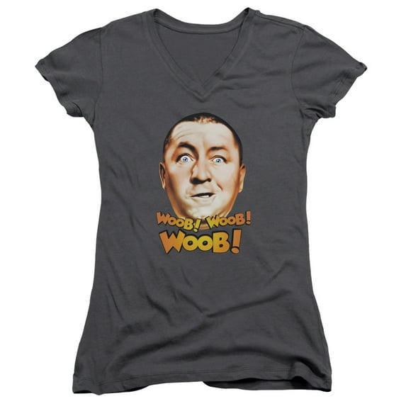 Three Stooges Woob Woob Woob Junior Women's T-Shirt V-Neck Charcoal