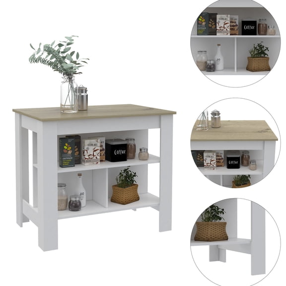 Three Storage Shelves, Particle Board Build | Good for Organizing Utensils and Meal Prepping | Durable Kitchen Solution