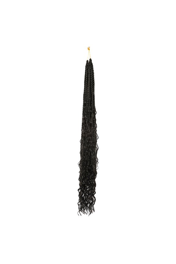 Three-Strand Braid Black Wig for Women - Soft Synthetic Crochet Hairstyle