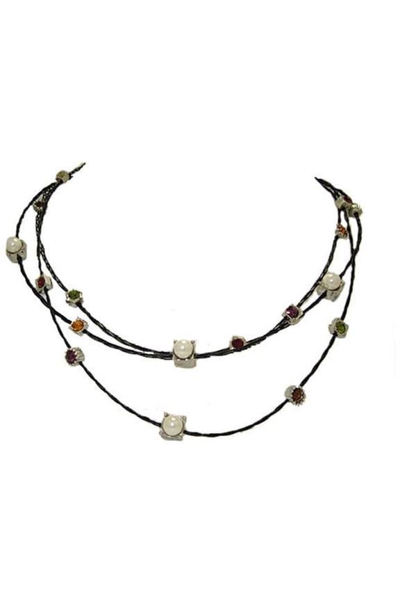 Three Strand MX Necklace accent in Cz and Cabs