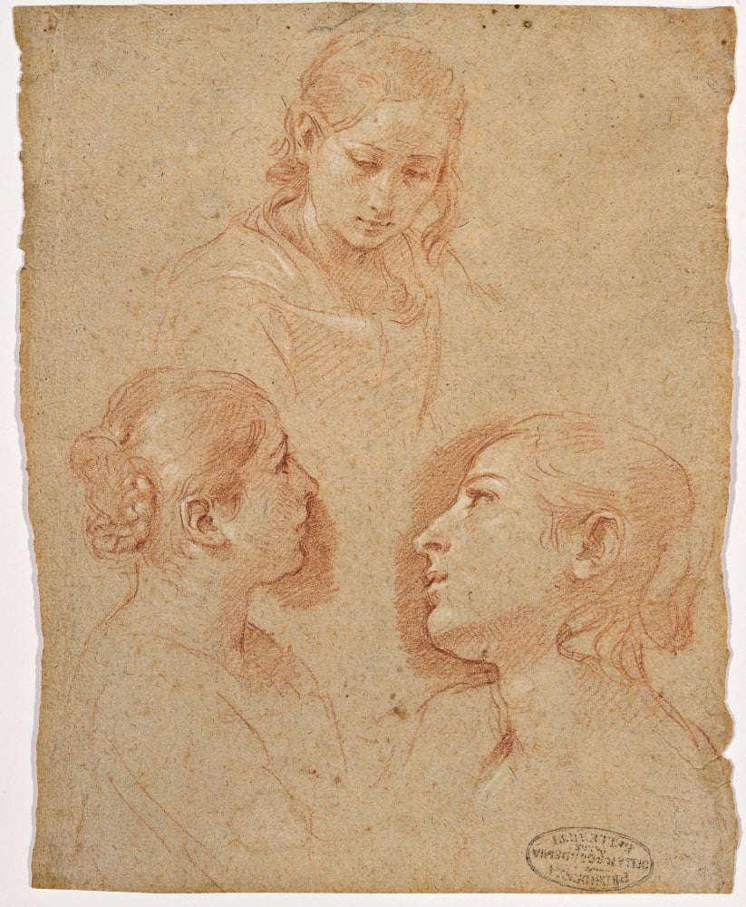 Three Studies Of Female Heads Canvas Art -  (24 x 36)