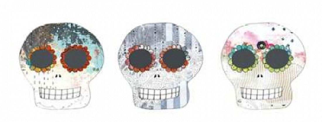 Three Sugar Skulls Canvas Art - Sarah Ogren (24 x 48)